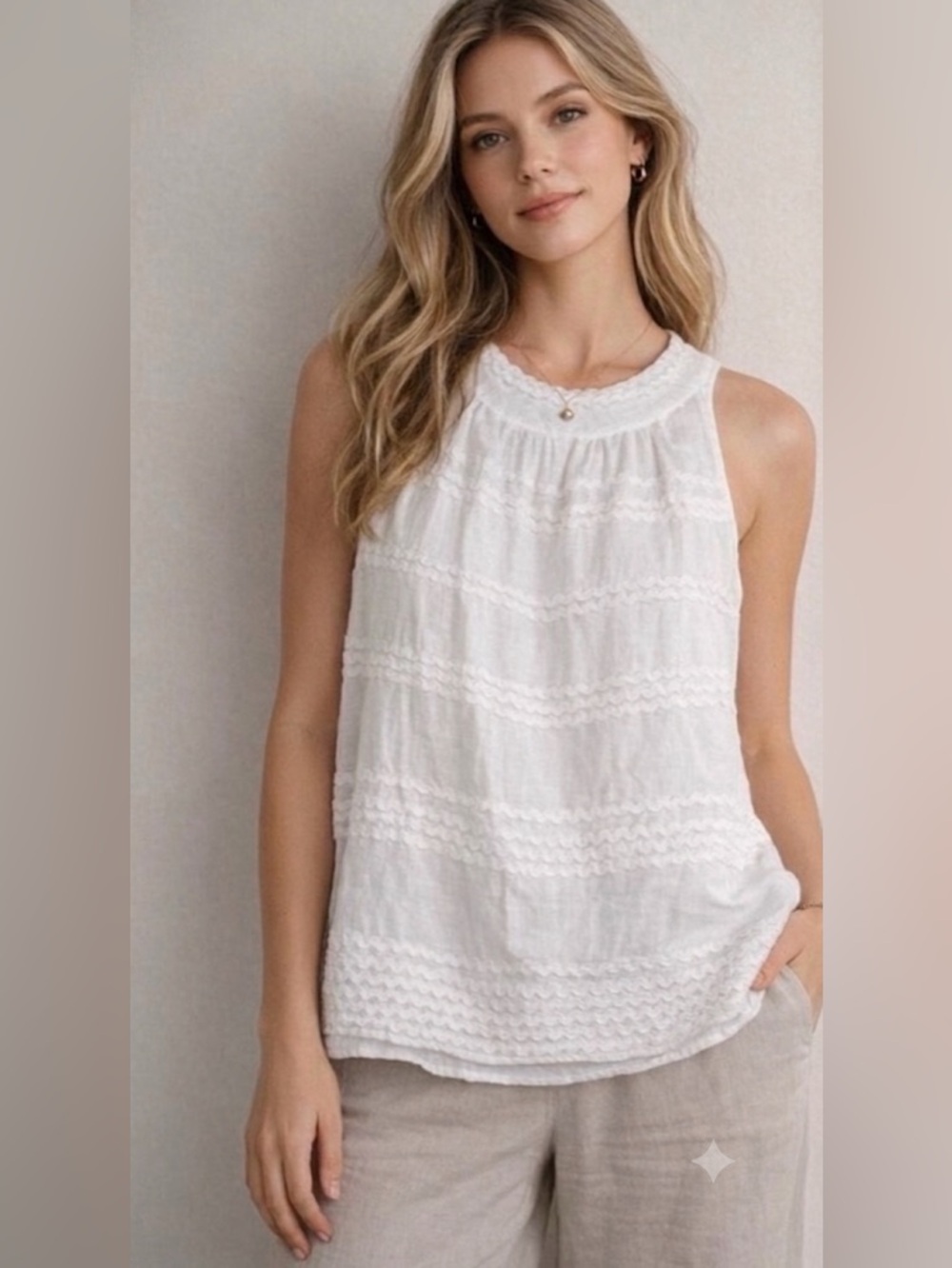 Anne Fontaine White Sleeveless Cecilia Top